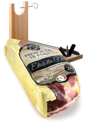 Set Prosciutto di Parma Etichetta Nera Bez kosti  24 měsíců se stojánkem a nožem